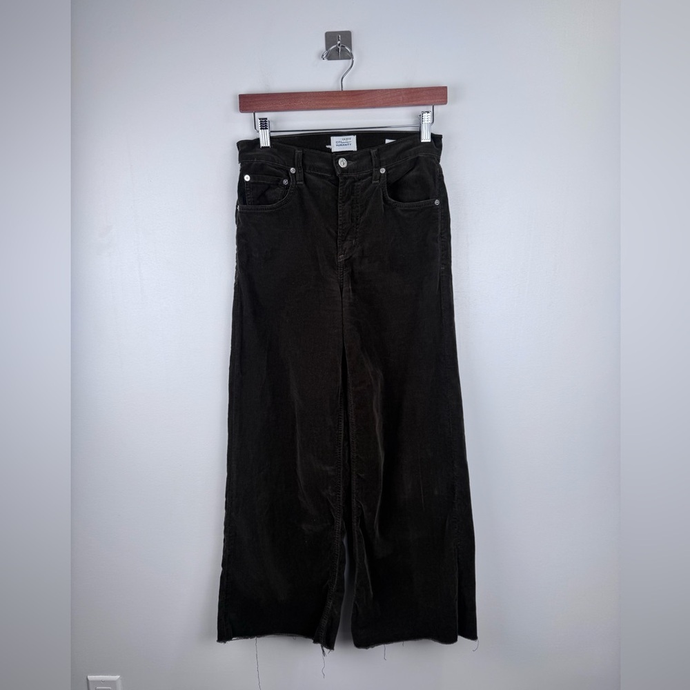 Citizens Of Humanity Women Lyra Corduroy Wide Leg Green Jean Size 26